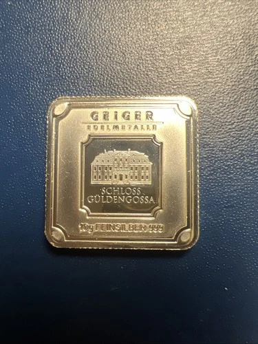 10 Gram Geiger Edelmetalle .999 Silver Bullion Square Bar