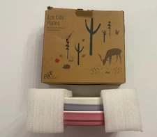 Elk and Friends Kids 7.8” Porcelain White Plates with Silicone Sleeves |