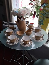 MIDWINTER POTTERIES "HOMESPUN " COFFEE SET FOR SEVEN PERFECT CONDITION JESSIE T