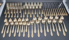 Hanford Forge HF LTD Gold Plated Stainless Flatware 12 Pieces Place Settings 60 