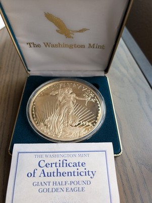 1986 Washington Mint Giant Half Pound Golden Eagle .999 Silver 8OZ