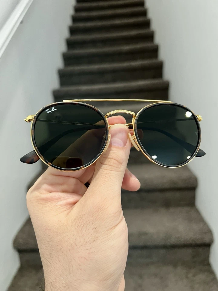 NUEVO Gafas de sol Ray-Ban redondas de doble puente - Lente dorada G-15 RB3647N 51 mm Foto 2 de 4