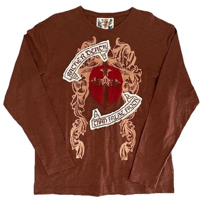 UK Toxic Fish Y2K Shirt Embroidered Rather Death Than False Faith Mens 3XL
