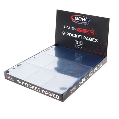 10 packs of 100 (1000) BCW LaserWeld 2 ½'' x 3 ½'' Card 9-pocket Binder Pages