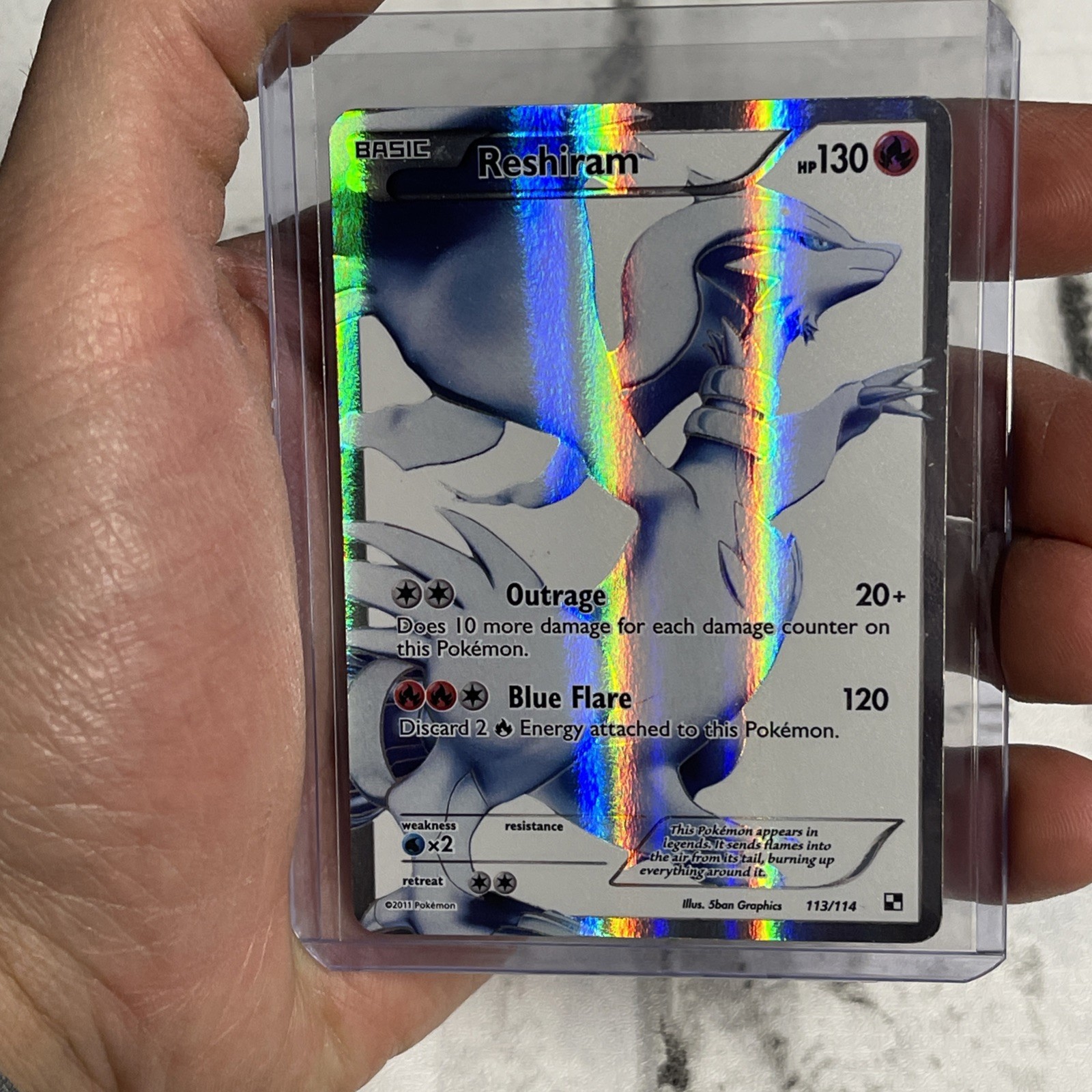 Reshiram Full Art 113/114 Black & White Holo LP Lightly Played 2011 Pokemon Card