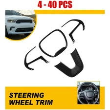 4-40X Glossy Black Steering Wheel Bezel Trim Cover For 2015-23 Dodge Challenger