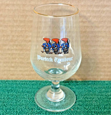 RARE! Vintage Warteck Tambour Beer Glass ~ Gold Rim, Stemmed Tulip Glass