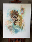 Abstract Contemporary Couple Portrait Painting on Canvas, Unframed, Single — photo 1
