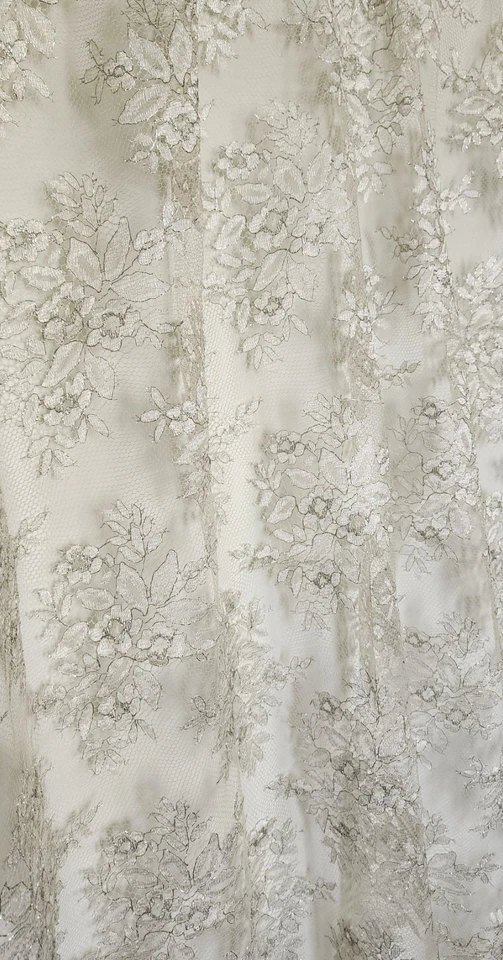 Luxury French Metallic Floral Lace – 5 3/4 Yards x 36" Wide - Made in France - Image 3 of 4