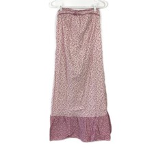 Vintage 70s Pink Floral Maxi Dress Boho Hippie Prairie Ruffle Hem