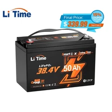 LiTime 36V 50Ah Bluetooth Group 31 LiFePO4 Battery Deep Cycle for Trolling Motor