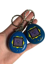 VTG 1997 McDonald’s Tamagotchi Blue Keychain Toy | Retro Pet Set-of-2