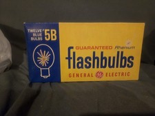 Used Vintage Box Of GE General Electric 5B Flashbulbs General Electric BLUE Vtg