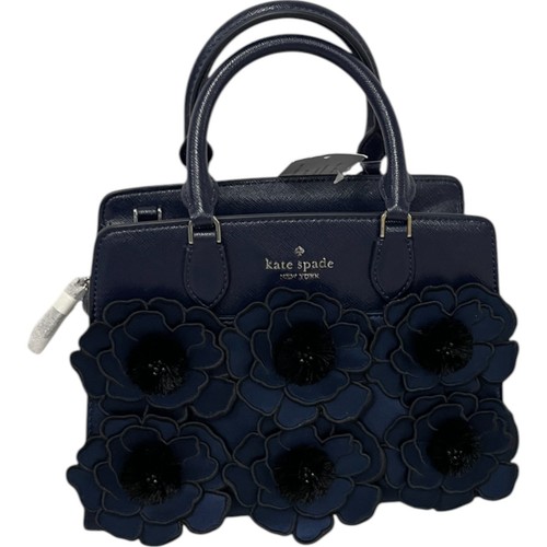 Kate Spade KI937 Madison Embroidered Floral Small Satchel In Solid Blue NWT