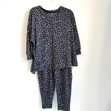Simply Vera Vera Bradley  Women  s Pajama Pant Set Black Purple Leopard Size L