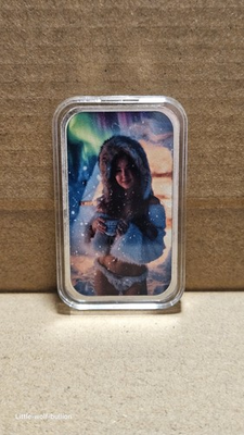 #ad 2025 Alaska Gir Wolf 1oz .999 Fine Silver Color Art Bar Colorized $159.00