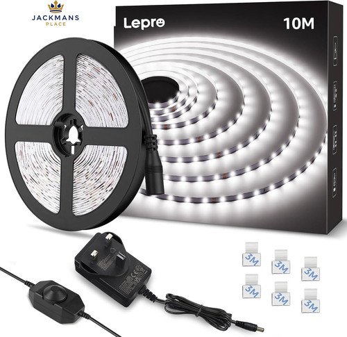 Lepro White LED Strip Light 10M, 2000lm Dimmable Lights, 24V UK Plug LED...