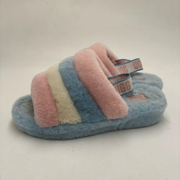 Sandalias UGG para mujer 10 Fluff Yeah azul claro rosa orgullo Foto 2 de 4