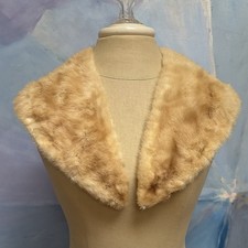 Vtg Blond Mink Fur Collar Scarf Womens Satin Lined Removable Accessory 50s