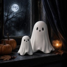 Halloween Ghost Figurine White Decorative Cute Ghost Ornaments Resin Spooky