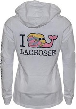 NWT / VINEYARD VINES Women's LACROSSE Whale White Hooded Pocket T-Shirt - Small