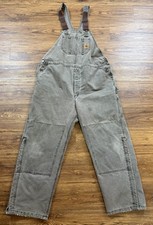   Vintage Carhartt R27 CHT Quilted Lined Double Knee Duck Bib Overalls Mens 46x32