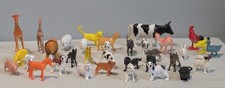 Vtg Plastic Mini Animal Figurine Lot 34pc Farm Zoo Dog Cow Mouse Roosters Craft