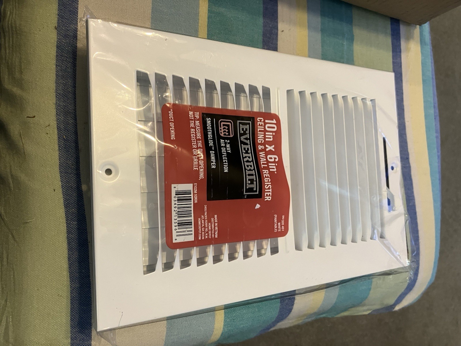 NEW Register Grille 6" x 10”White HVAC SUPPLY AIR Register Adjustable Damper