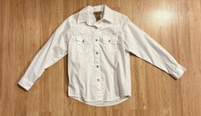 EUC Wrangler Girl's Classic Long Sleeve Western Snap Shirt - White - Size Medium