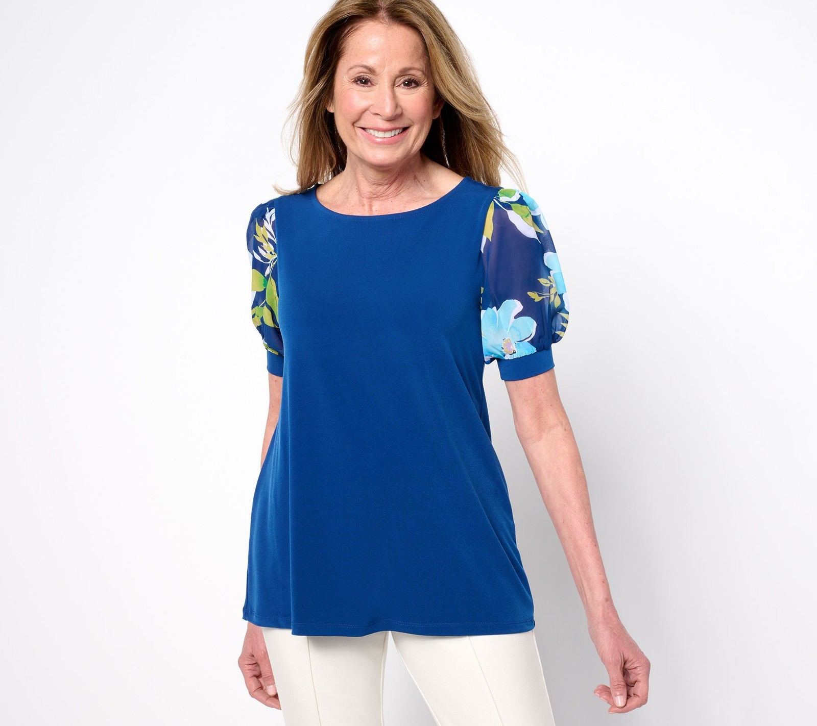 Susan Graver Women's Top Petite 3XP Liquid Knit Scoop Neck Multi-colored A687818