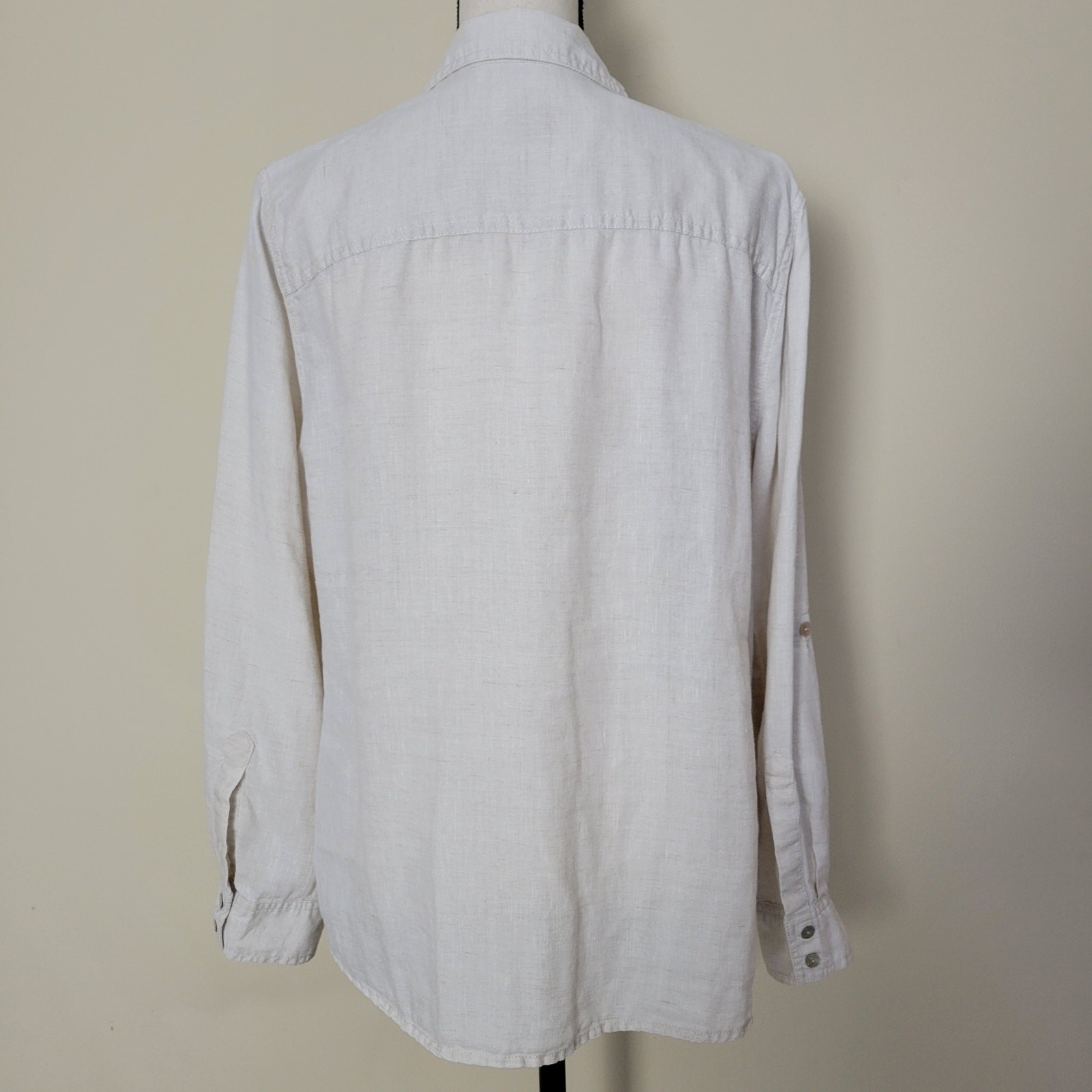 Ruby Road Size L 100% Linen Button Front Long Rol… - image 8