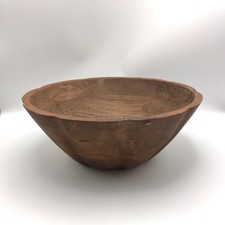 Large 12in Hand Carved Wooden Bowl Rustic Organic Shape Decorative