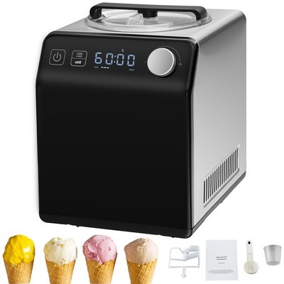 Elektrsiche Eismaschine Kompressor 2L Eiscreme Frozen Joghurt Edelstahl