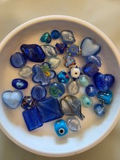 Lampwork Shades Of Dark Blues Glass Bead Lot Is Pictured E10