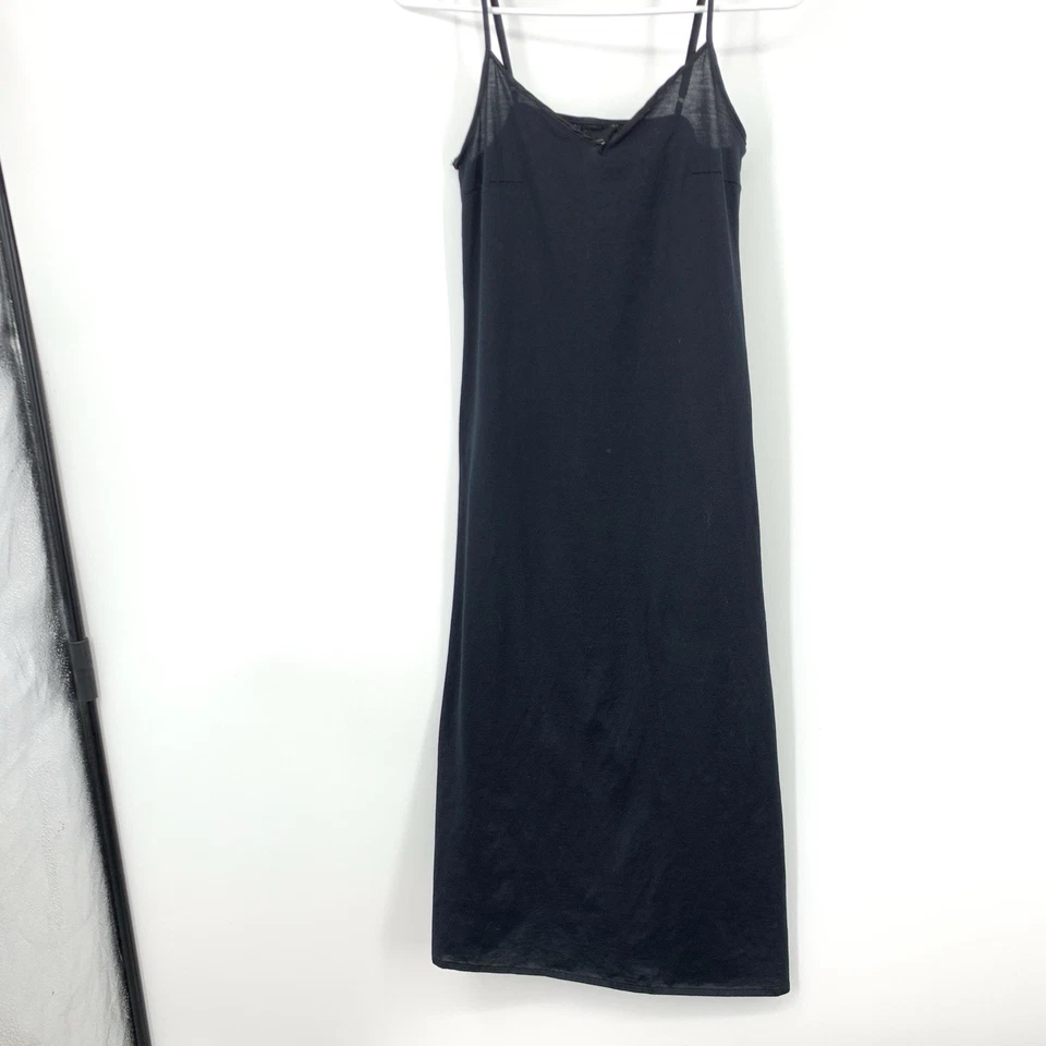 Hanro Mujeres Talla XS Camisón Negro Sin Mangas Cami Largo Midi Vestido Sin Mangas Algodón Dormir Foto 3 de 4