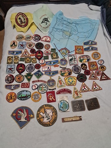 Lot of  75 Vintage 1960s Boy Scout Patches, Merit Badge And Neckties See Pics