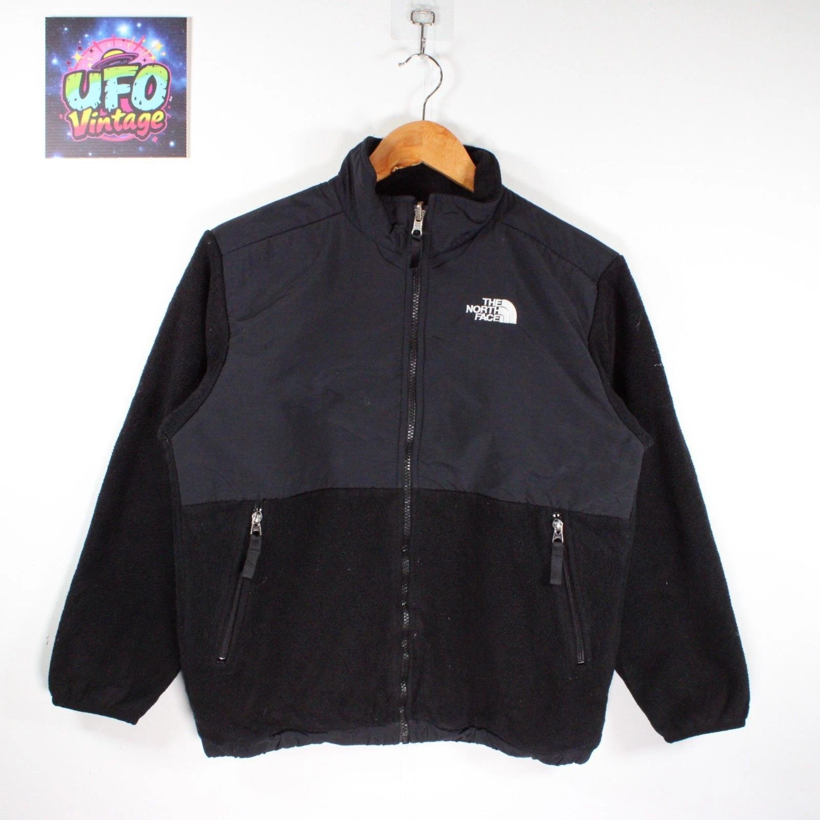 The North Face Outdoor Jacket Boys Large Black Denali Fleece Full Zip Polartec
