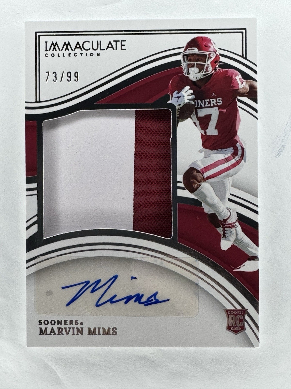 2023 Panini Immaculate Collegiate Marvin Mims Rookie Patch Auto #73/99