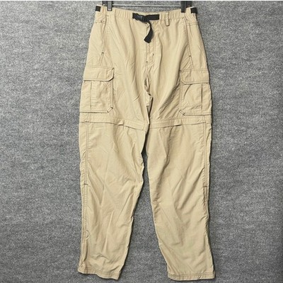 REI Mens Convertible Zip Off Pants Khaki Nylon UPF 50+ Size M Hiking Gorpcore
