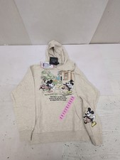 Disney Mickey Minnie Women's Pullover Hoodie Ivory Sz SM BR3