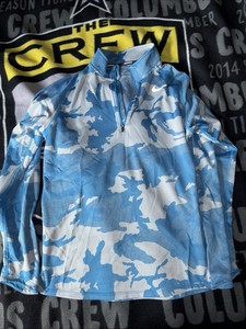 Nike Running Dri Fit Men’s medium 1/4 Zip Shirt  Blue Camo  Training Gym Sport