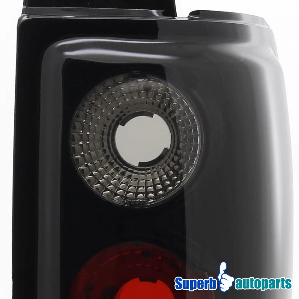 Fits 1997-2002 Ford Expedition Tail Lights Brake Lamps Glossy Black Smoke Pair - Image 4 of 4