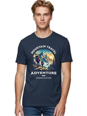 Mountain-Travel-Adventure Mens Graphic Tee,100% Cotton,Casual Summer Wear