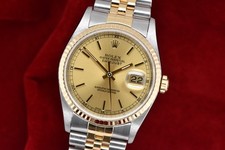 1991 Rolex Datejust 36mm 18K Two Tone Fluted Jubilee Champagne Dial 16233 Watch