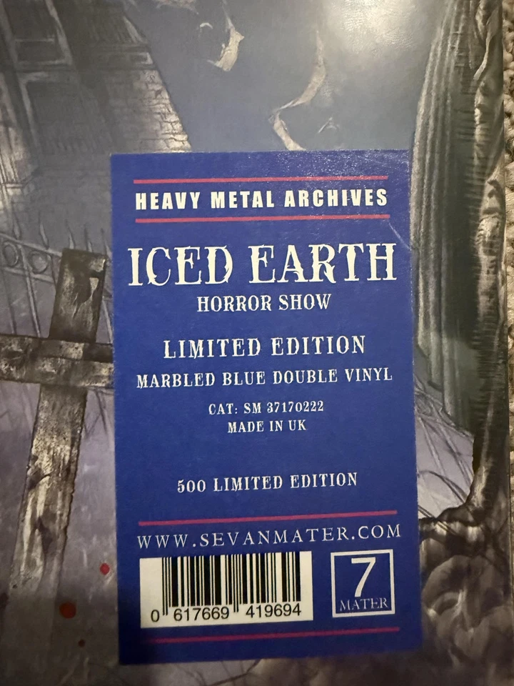 Iced Earth Horror Show Limited Blue Vinyl 2xLP Heavy Metal Archives Sevan - Image 2 of 4