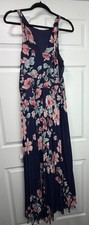 Beautiful Premier Amour floral maxi dress in navy with pink floral print size 10