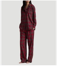 Polo Ralph Lauren RED ESTATE PLAID Madison FLANNEL Pajama Set Women's XL PONY