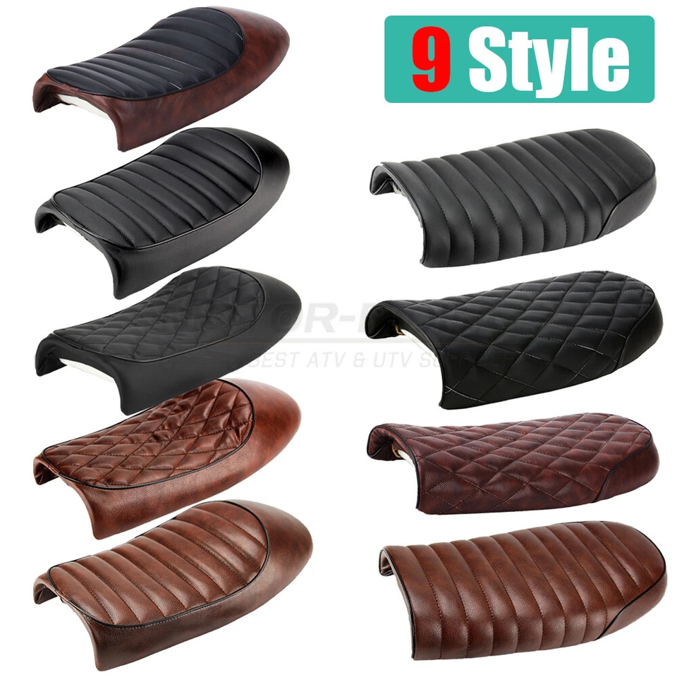 Universal Motorcycle Cafe Racer Seat Flat Hump Saddle For Honda GB Suzuki Yamaha - Image 2 of 4