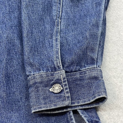 Norton Studio Woman Denim Shirt 16W Long Sleeve Button Up Chambry Blue Jean - Picture 6 of 13