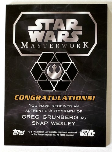 GREG GRUNBERG 2016 Topps Star Wars Meisterwerk / 50 SNAP WEXLEY UTOGRAPH FOLIE 🙂 - Bild 2 von 3